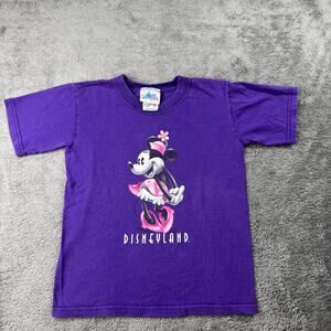 Vintage Disneyland USA Kids Shirt Minnie Mouse Size S Youth Purple Short Sleeve